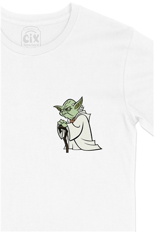 Star Wars Yoda Cep Logo Tasarımlı Beyaz Tişört