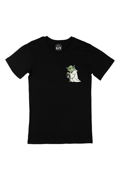 Star Wars Yoda Cep Logo Tasarımlı Siyah Tişört