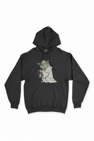 Star Wars Yoda Siyah Kapşonlu Sweatshirt Hoodie