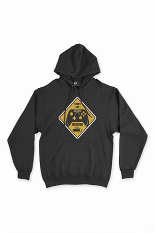 Start The Mission Siyah Kapşonlu Sweatshirt Hoodie