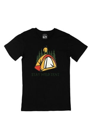 Stay Wild Tent Siyah Tişört