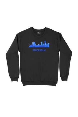 Stockholm Manzaralı Siyah Sweatshirt