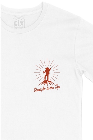 Straight To The Top Cep Logo Tasarımlı Beyaz Tişört