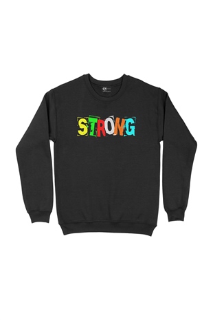 Strong Tasarım Siyah Sweatshirt
