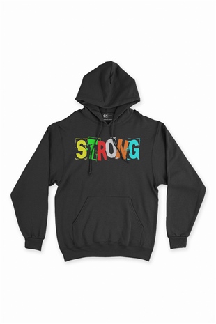 Strong Tasarım Siyah Sweatshirt Hoodie