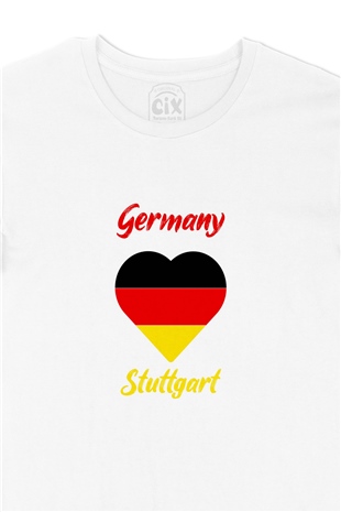 Stuttgart Almanya  Bayraklı Kalpli Tişört