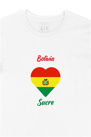 Sucre Bolivya Bayraklı Kalpli Tişört