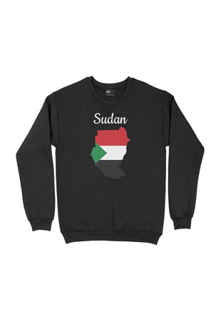 Sudan Haritalı ve Bayraklı Siyah Sweatshirt