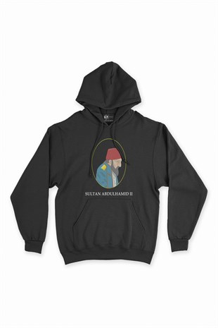 Sultan Abdulhamit Siyah Kapşonlu Sweatshirt Hoodie
