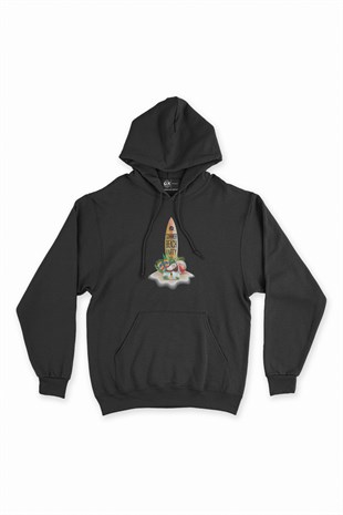 Summer Beach Party Siyah Kapşonlu Sweatshirt Hoodie