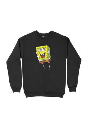 Sünger Bob Siyah Sweatshirt