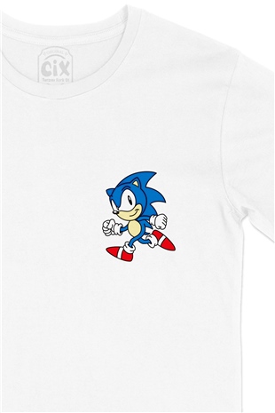 Super Sonic Cep Logo Tasarımlı Beyaz Tişört