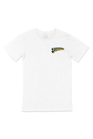 Superman Cep Logo Tasarımlı Beyaz Tişört