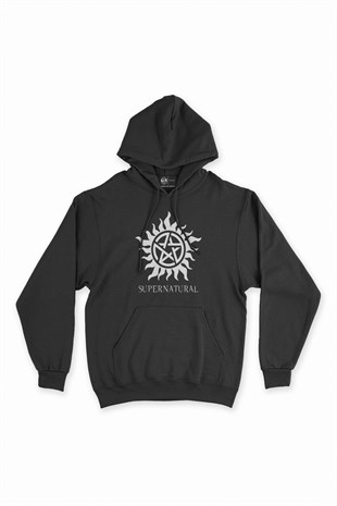 Supernatural Siyah Kapşonlu Sweatshirt Hoodie