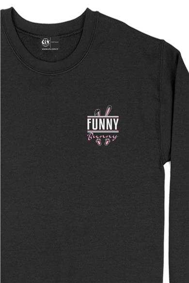 Sweet Bunny Funny Tavşan Cep Tasarım Baskılı Sweatshirt
