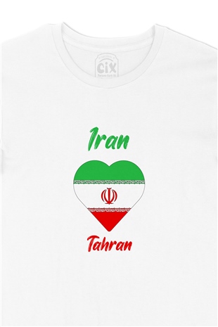 Tahran İran Bayraklı Kalpli Tişört