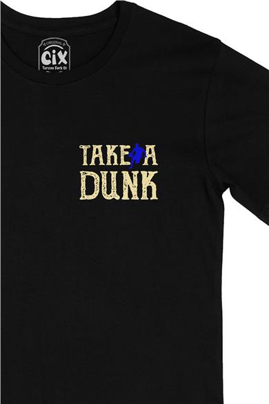 Take A Dunk Basket Cep Tasarım Baskılı Siyah Tişört