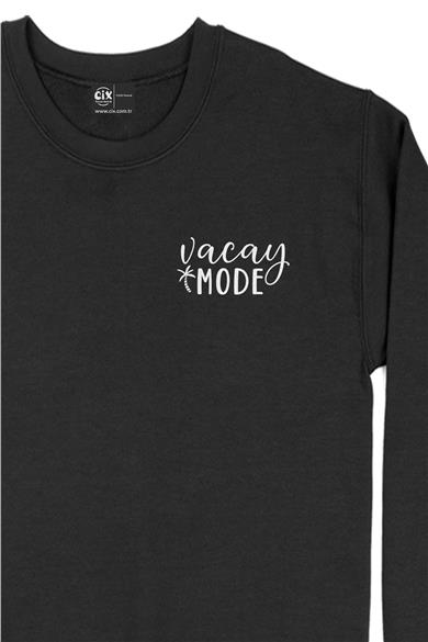Tatil Modu  Cep Tasarım Baskılı Sweatshirt