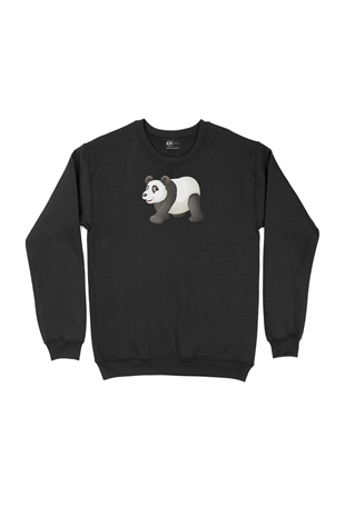 Tatlı Panda Tasarım Siyah Sweatshirt