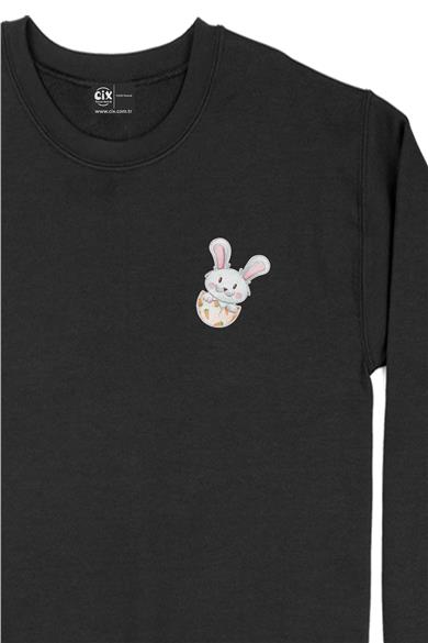 Tavşancık Cep Tasarım Baskılı Sweatshirt