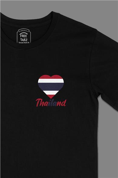 Tayland Baskılı Cep Tasarım Siyah Tişört