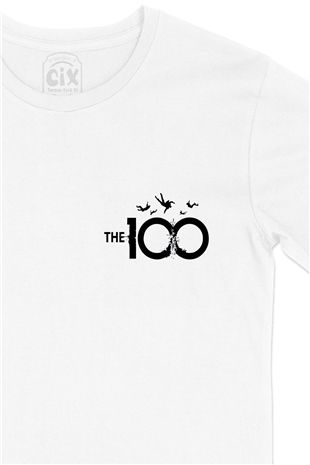 The 100 Cep Logo Tasarımlı Beyaz Tişört