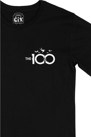 The 100 Cep Logo Tasarımlı Siyah Tişört