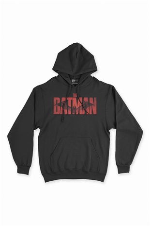 The Batman Baskılı Siyah Sweatshirt Hoodie