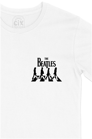 The Beatles Band Cep Logo Tasarımlı Beyaz Tişört