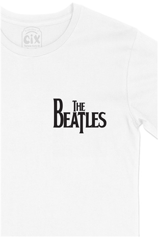 The Beatles Cep Logo Tasarımlı Beyaz Tişört