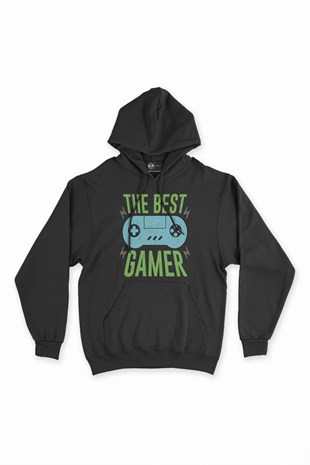 The Best Gamer Siyah Kapşonlu Sweatshirt Hoodie