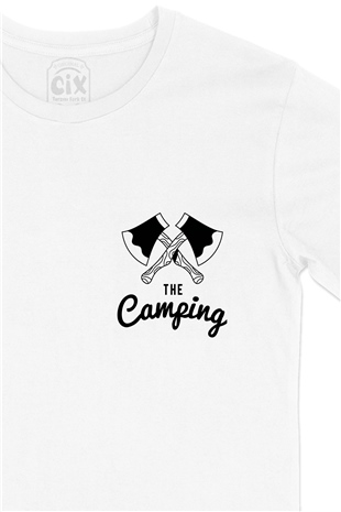 The Camping Cep Logo Tasarımlı Beyaz Tişört