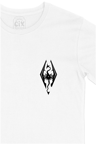 The Elder Scrolls Cep Logo Tasarımlı Beyaz Tişört