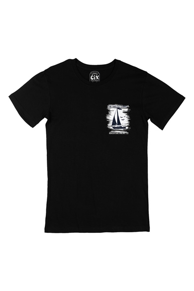 The Endless Summer Cep Logo Tasarımlı Siyah Tişört