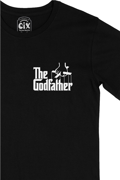 The Godfather Cep Logo Tasarımlı Siyah Tişört