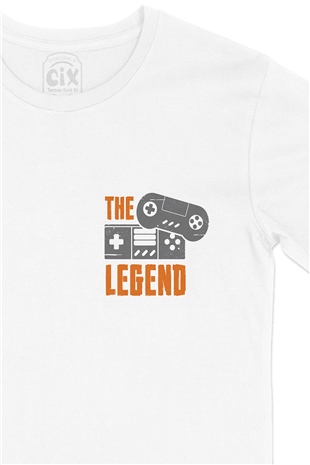 The Legend Cep Logo Tasarımlı Beyaz Tişört