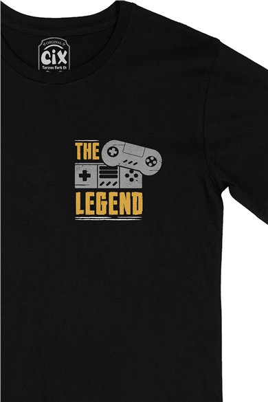 The Legend Cep Logo Tasarımlı Siyah Tişört