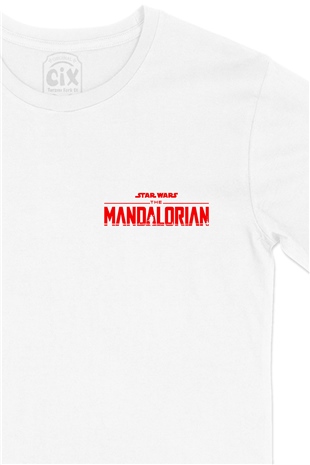 The Mandalorian Cep Logo Tasarımlı Beyaz Tişört