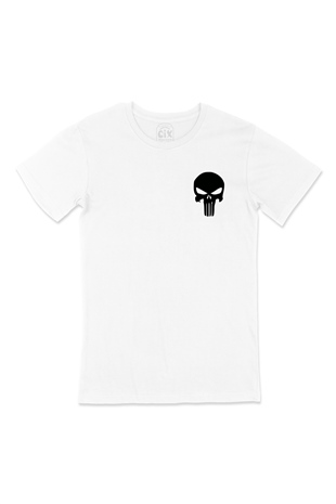 The Punisher Cep Logo Tasarımlı Beyaz Tişört