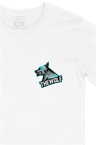 The Wolf Kurt Cep Tasarım Baskılı Beyaz Tişört