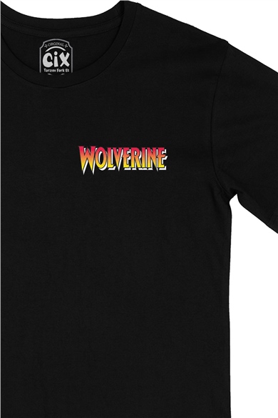 The Wolverine Cep Logo Tasarımlı Siyah Tişört