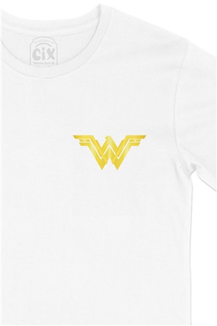 The Wonder Woman Cep Logo Tasarımlı Beyaz Tişört