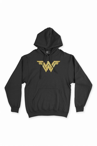 The Wonder Woman Siyah Kapşonlu Sweatshirt Hoodie