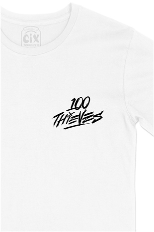 Thieves 100 Cep Logo Tasarımlı Beyaz Tişört
