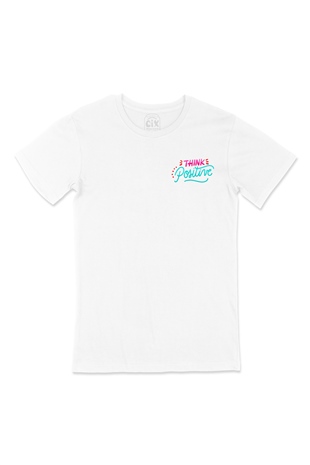 Think Positive Cep Logo Tasarımlı Beyaz Tişört