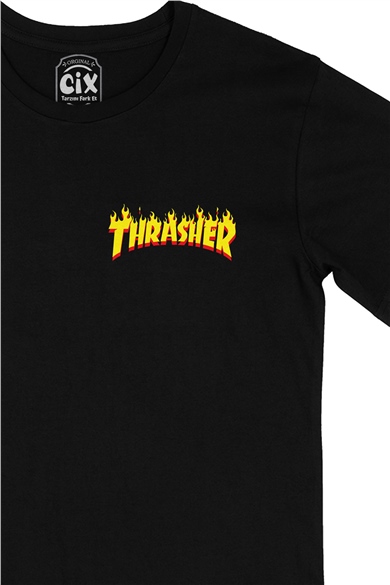 Thrasher Cep Logo Tasarımlı Siyah Tişört