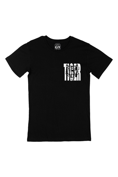 Tiger Kaplan Cep Logo Tasarımlı Siyah Tişört