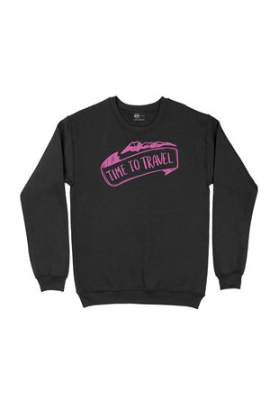 Time To Travel Siyah Sweatshirt