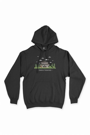 Todaiji Tapınağı Siyah Kapşonlu Sweatshirt Hoodie