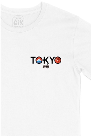 Tokyo Cep Logo Tasarımlı Beyaz Tişört